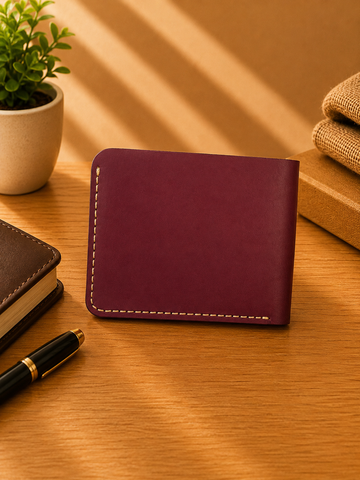 EliteX Burgundy Genuine Leather Wallet |  Free Name Engraving