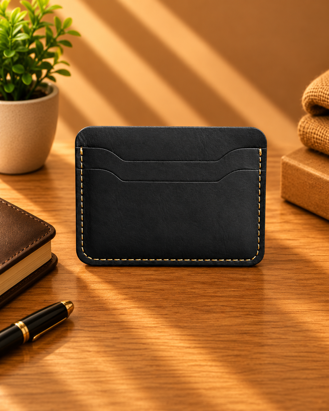 EliteX Handcrafted Genuine Leather Brown Card Holder | Free Name Engraving | Slim & Minimalist Design